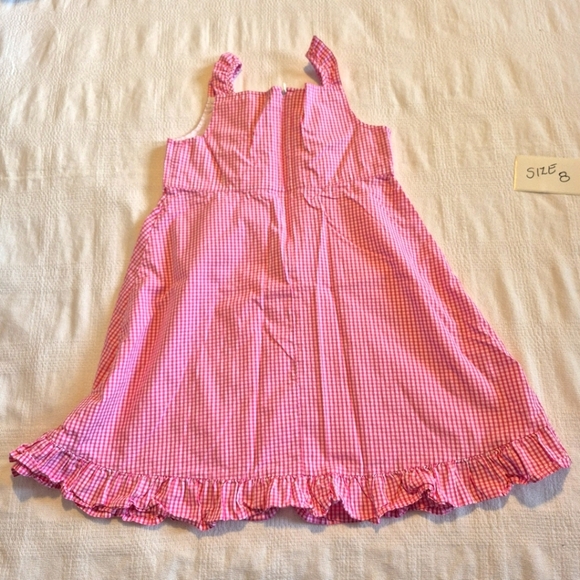 Hanna Andersson girls size 130 or 8 pink & white gingham sundress  EUC - Picture 2 of 7